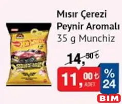 MUNCHİZ MISIR ÇEREZİ PEYNİR AROMALI 35 G fiyat ve kampanya bilgisi
